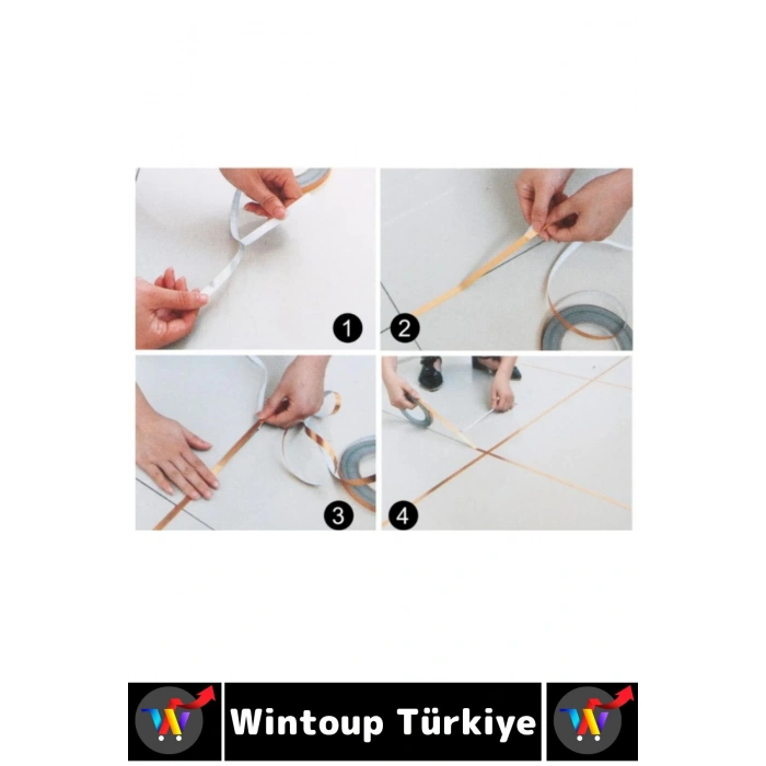 Uzun Ömürlü Kendinden Yapışkanlı Karo Zemin Fayans Derz 0.5 Cm X 50 Metre Gri Şerit Bant 3 Adet