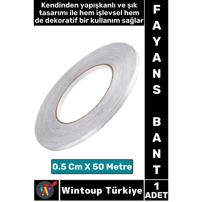 Uzun Ömürlü Kendinden Yapışkanlı Karo Zemin Fayans Derz 0.5 Cm X 50 Metre Gri Şerit Bant