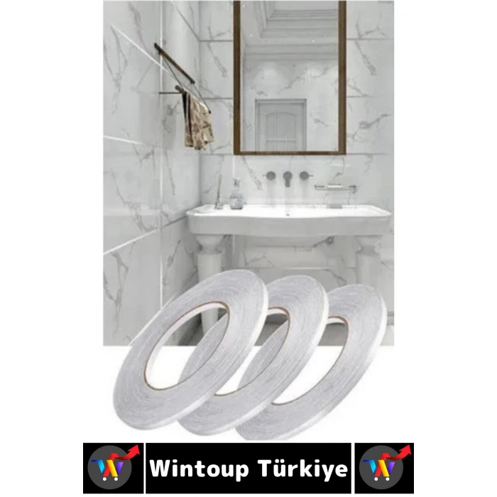 Uzun Ömürlü Kendinden Yapışkanlı Karo Zemin Fayans Derz 0.5 Cm X 50 Metre Gri Şerit Bant