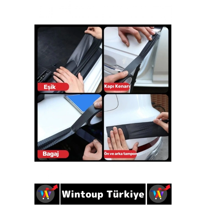 İz Bırakmaz Kapı Eşik Tampon Ev Çizilme Önleyen Koruma Şık Karbon Fiber Bant 3 Cm X 3 Metre 10 Adet
