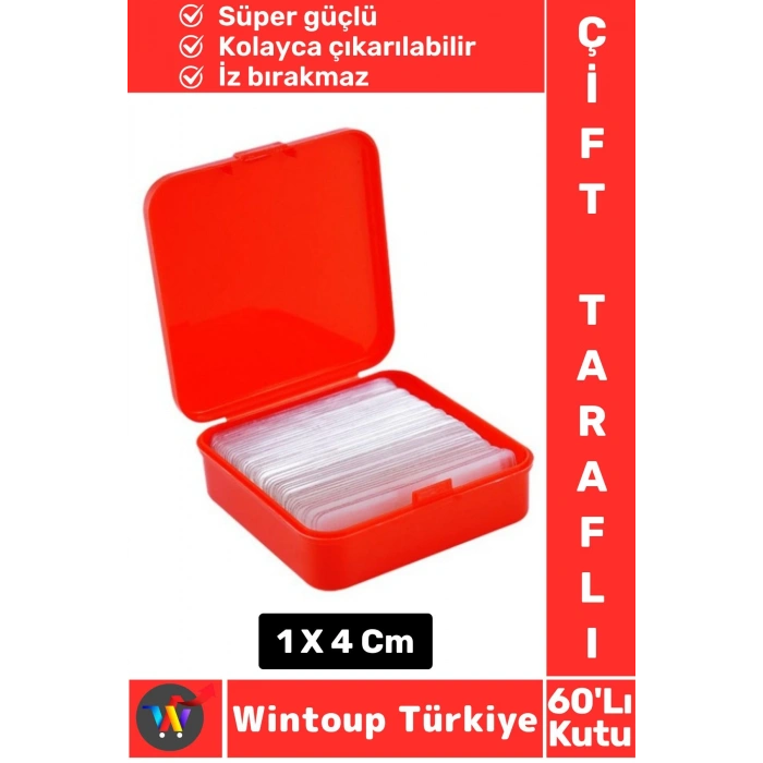 İz Bırakmaz Dayanıklı Pratik Tablo Çerçeve Küçük Obje Çift Taraflı Nano Jel Şeffaf Bant 60lı Kutu