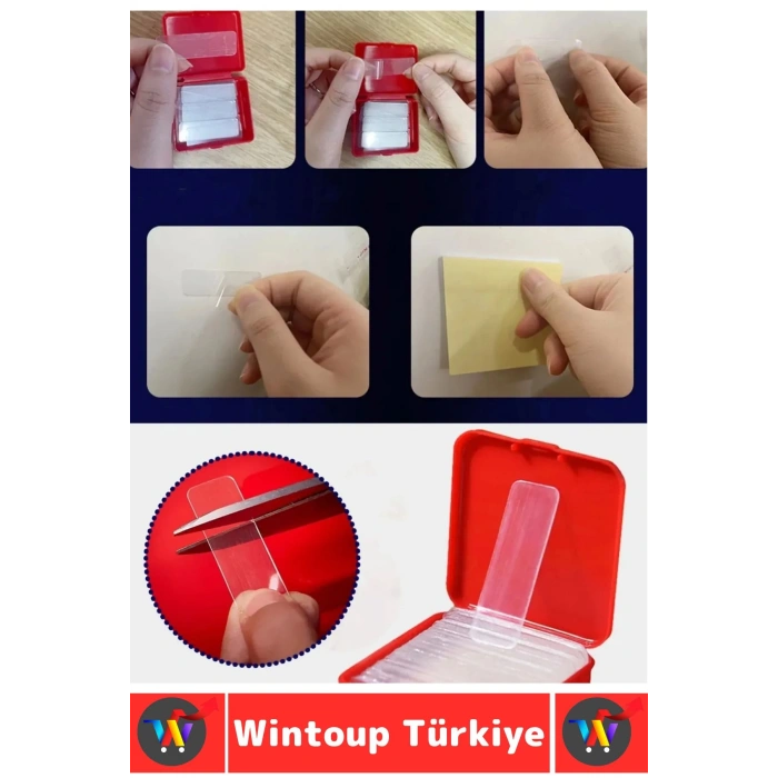 İz Bırakmaz Dayanıklı Pratik Tablo Çerçeve Küçük Obje Çift Taraflı Nano Jel Şeffaf Bant 60lı Kutu