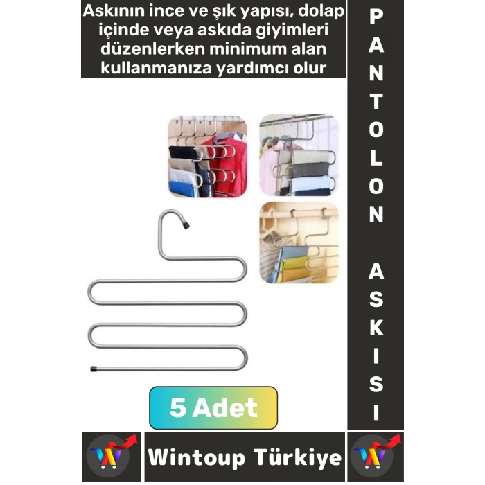Dayanıklı Kolay Temizlenir Kaymaz Dolap İçi Düzenleme Giysi Havlu Kravat Pantolon Krom Askı 5 Adet