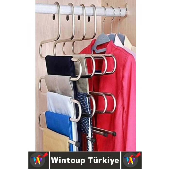 Dayanıklı Kolay Temizlenir Kaymaz Dolap İçi Düzenleme Giysi Havlu Kravat Pantolon Krom Askı 5 Adet