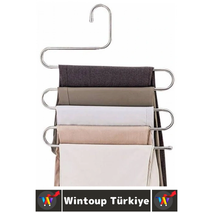 Dayanıklı Kolay Temizlenir Kaymaz Dolap İçi Düzenleme Giysi Havlu Kravat Pantolon Krom Askı 5 Adet
