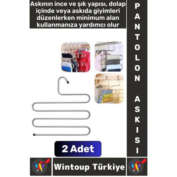 Dayanıklı Kolay Temizlenir Kaymaz Dolap İçi Düzenleme Giysi Havlu Kravat Pantolon Krom Askı 2 Adet