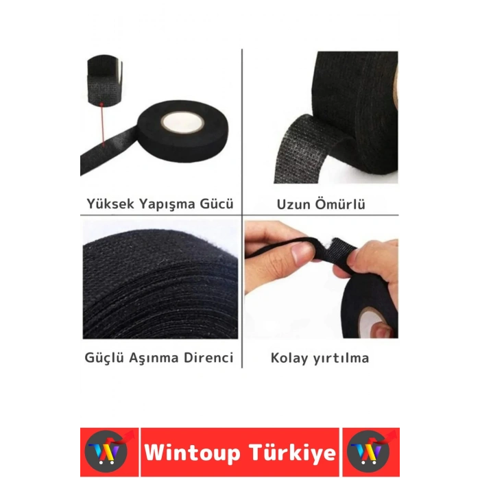 Aşınma Dirençli Korozyona Dayanıklı Kaymaz Kalıntı Bırakmaz Alev Geciktirici Bant 2 CmX10 Mtr 4 Adet