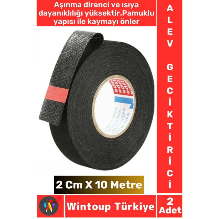 Aşınma Dirençli Korozyona Dayanıklı Kaymaz Kalıntı Bırakmaz Alev Geciktirici Bant 2 CmX10 Mtr 2 Adet