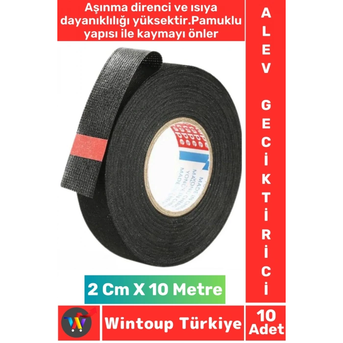 Aşınma Dirençli Korozyona Dayanıklı Kaymaz Kalıntı Bırakmaz Alev Geciktirici Bant 2 CmX10 Mtr 10 Adt
