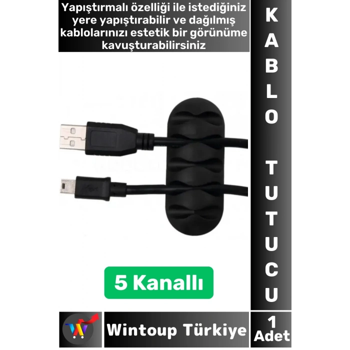 Kablo Düzenleyici Şarj Kablosu Kulaklık Dağınıklık Önleyen 5 Kanallı Yapışkanlı Kablo Tutucu