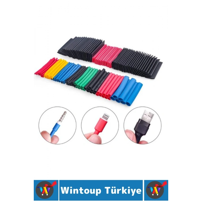Telefon Şarj Yalıtım Koruma Isıyla Daralan Makaron Renkli Şık Kablo Koruyucu Kılıf 560 Prç Kutulu