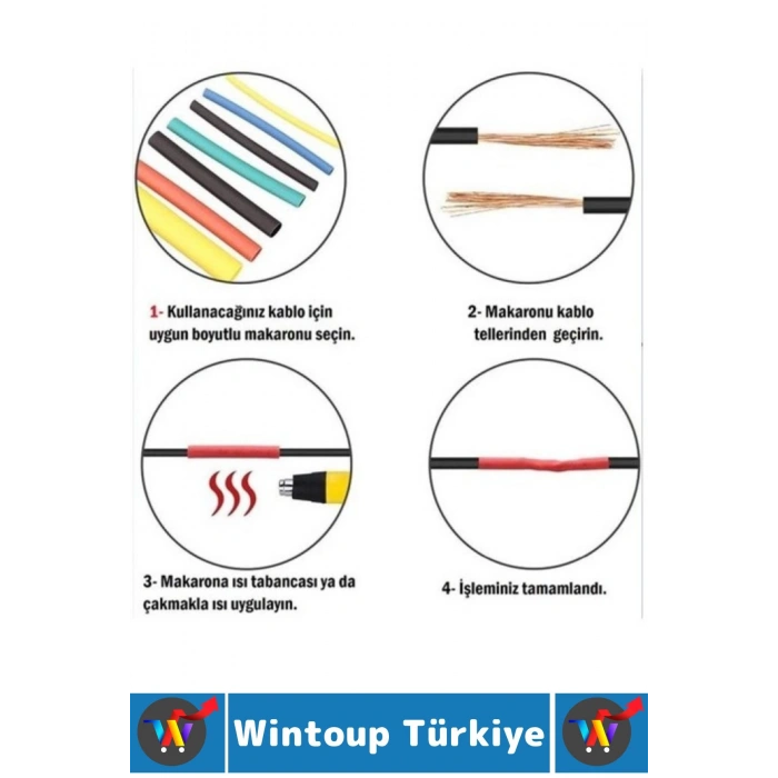 Telefon Şarj Yalıtım Koruma Isıyla Daralan Makaron Renkli Şık Kablo Koruyucu Kılıf 560 Prç Kutulu