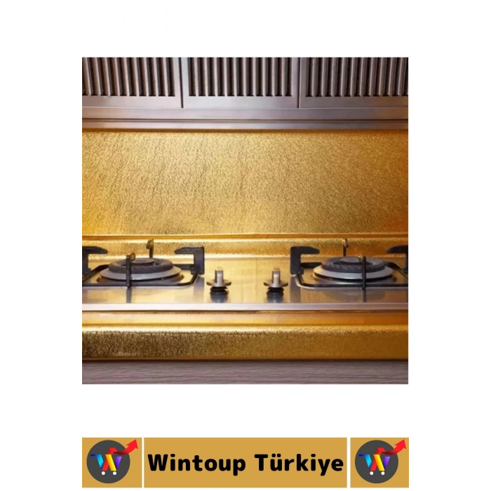 Kolay Temizlenir Yağ Kir Koruyucu Mutfak Tezgah Çekmece Dolap GOLD Yapışkanlı Folyo 40 Cm X 1 Metre