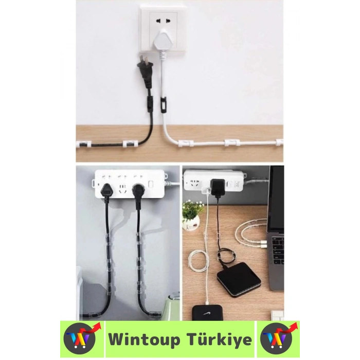 Kendinden Yapışkanlı Telefon Şarj Kablosu Dağınıklık Önleyen Pratik Kablo Sabitleyici Klips 20 Adet