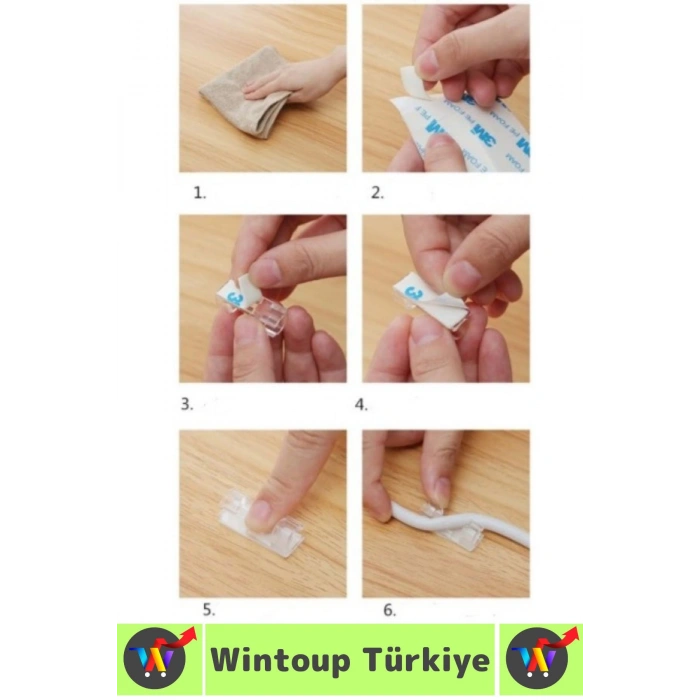 Kendinden Yapışkanlı Telefon Şarj Kablosu Dağınıklık Önleyen Pratik Kablo Sabitleyici Klips 20 Adet