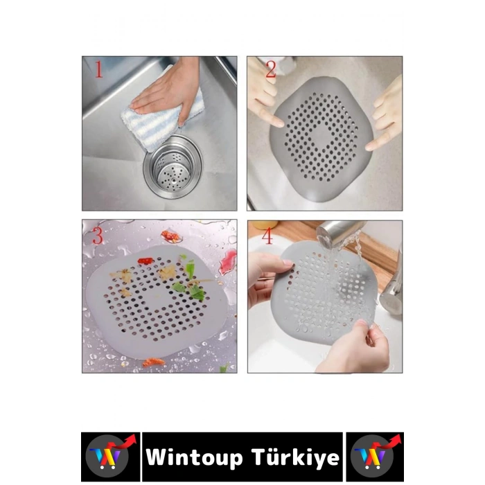 Kolay Temizlenir Mutfak Banyo Küvet Lavabo Tıkanma Önleyen Esnek Silikon Lavabo Gider Filtresi