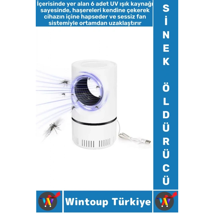 Premium Kimyasal İçermez 6 Uv Işıklı Sessiz Çalışır Gece Lambası Kullanımlı Haşere Sinek Öldürücü