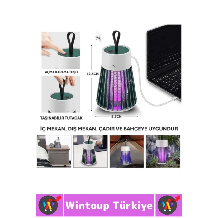 UV Işık Sessiz Çalışır Taşınabilir İç Dış Mekan Kamp Çadır Balkon Piknik Haşere Sinek Öldürücü Lamba