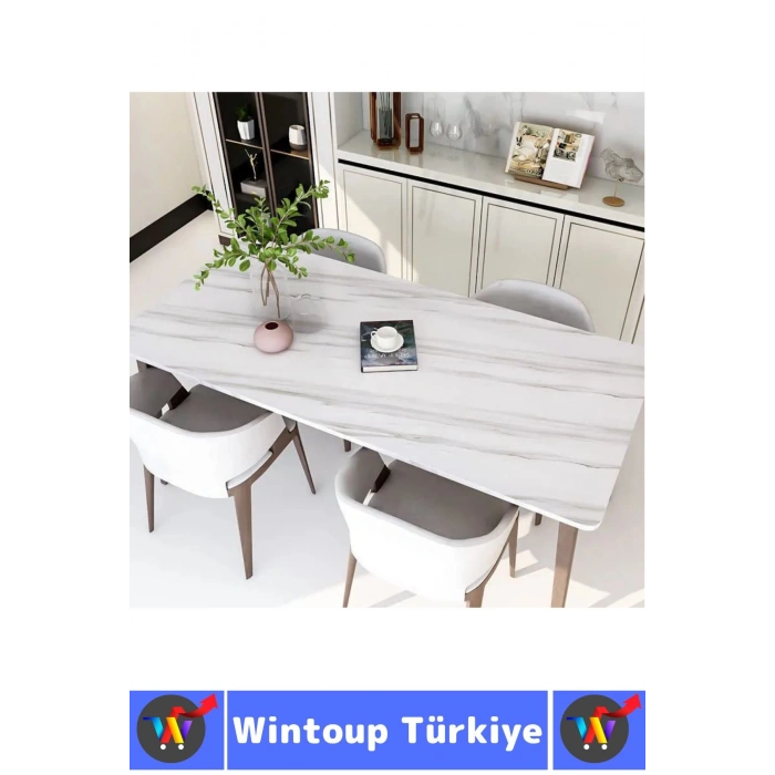 Kolay Temizlenir Isıya Dayanıklı Nem Kir Yağ Su Geçirmez Çok Şık Mermer Desenli Kaplama Kağıdı 5 Mtr