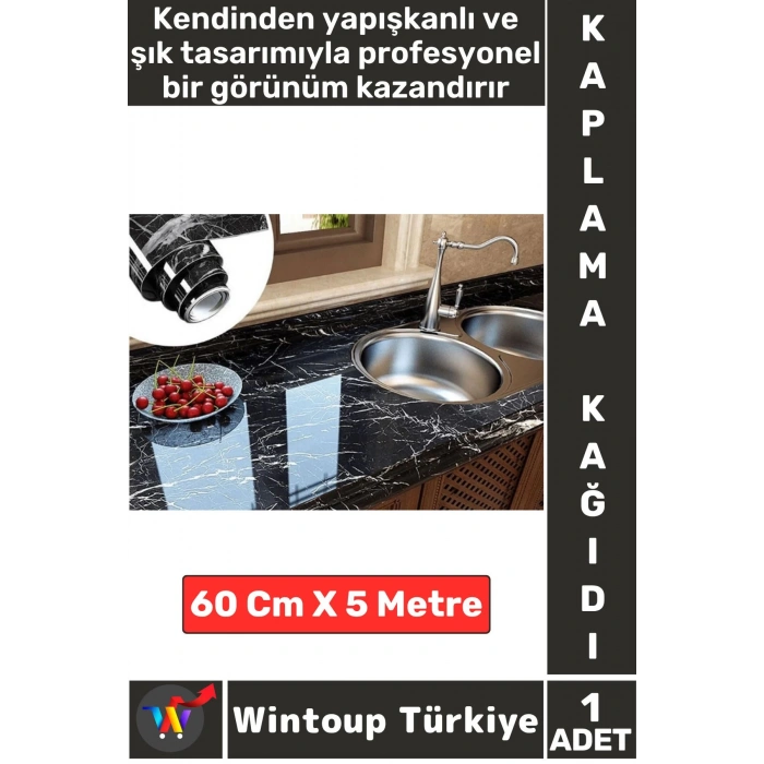 Kolay Temizlenir Isıya Dayanıklı Nem Kir Yağ Su Geçirmez Çok Şık Mermer Desenli Kaplama Kağıdı 5 Mtr