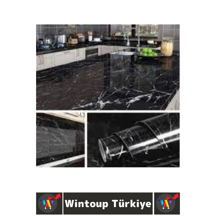 Kolay Temizlenir Isıya Dayanıklı Nem Kir Yağ Su Geçirmez Çok Şık Mermer Desenli Kaplama Kağıdı 5 Mtr