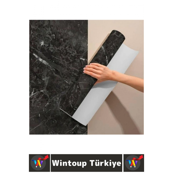 Kolay Temizlenir Isıya Dayanıklı Nem Kir Yağ Su Geçirmez Çok Şık Mermer Desenli Kaplama Kağıdı 5 Mtr