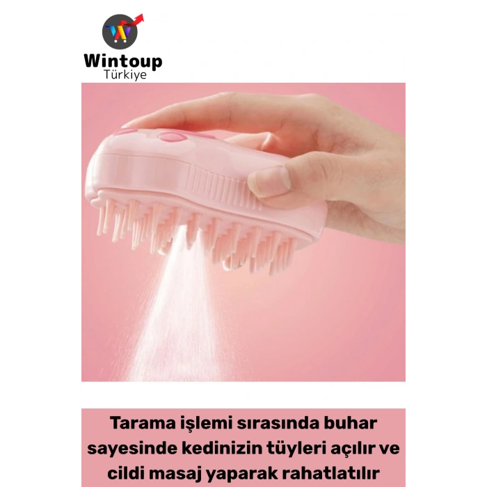 Evcil Hayvan Kedi Banyo Tüy Tarama Masaj Etkili Yumuşak Zararsız Pati Tasarımlı Pratik Buharlı Tarak