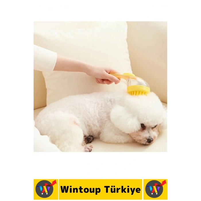 Ergonomik Kedi Köpek Banyo Temizlik Masaj Etkili Zararsız Silikon Sıvı Hazneli Evcil Hayvan Tarağı