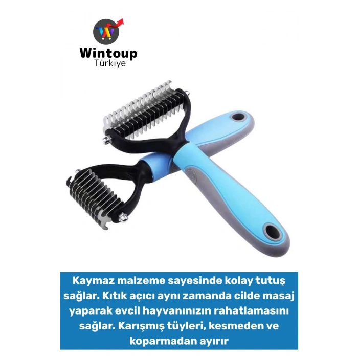 Kaymaz Kolay Tutuş Pet Kedi Köpek Masaj Etkili Evcil Hayvan Kıtık Açıcı Çift Taraflı Tarak