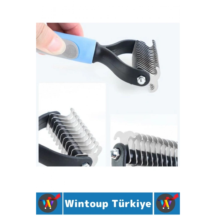 Kaymaz Kolay Tutuş Pet Kedi Köpek Masaj Etkili Evcil Hayvan Kıtık Açıcı Çift Taraflı Tarak