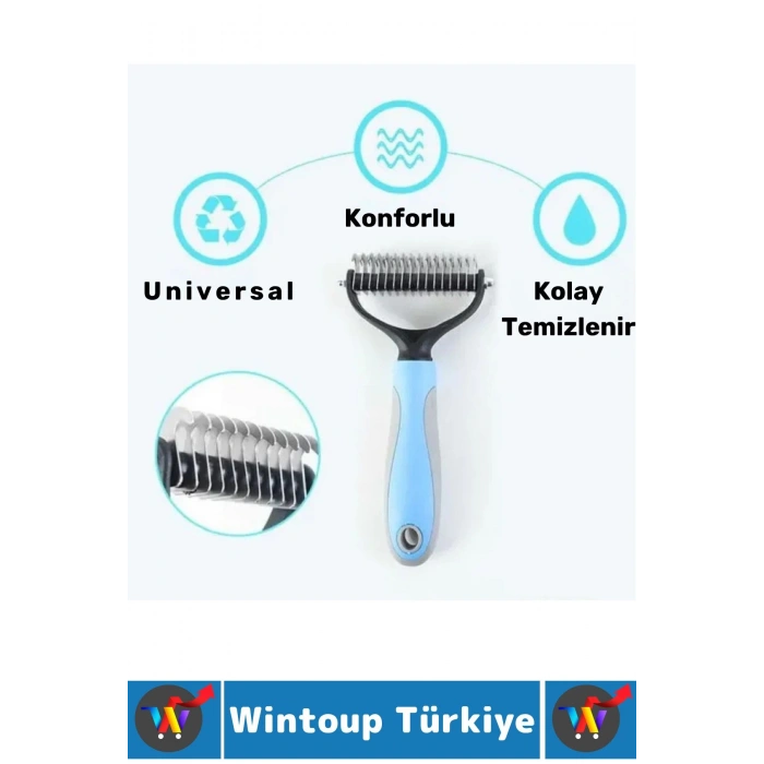 Kaymaz Kolay Tutuş Pet Kedi Köpek Masaj Etkili Evcil Hayvan Kıtık Açıcı Çift Taraflı Tarak