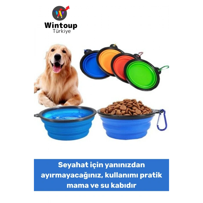 Dayanıklı Silikon Hijyenik Kedi Köpek Akordeon Katlanabilir Askı Aparatlı Evcil Hayvan Mama Su Kabı