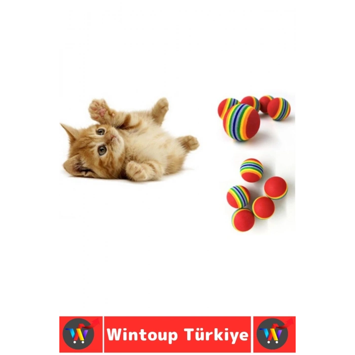 Eğlenceli Dayanıklı Yumuşak Zararsız Diş Temizleme Kaşıma Masaj Etkili Gökkuşağı Kedi Oyun Topu 2 Ad