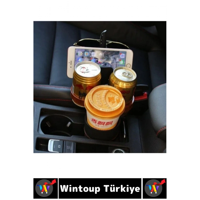 Oto Bardaklık Kullanım Kablo Geçişli Küçük Eşya Bardak Ayarlanabilir Araç İçi Çoklu Bardak Tutacağı
