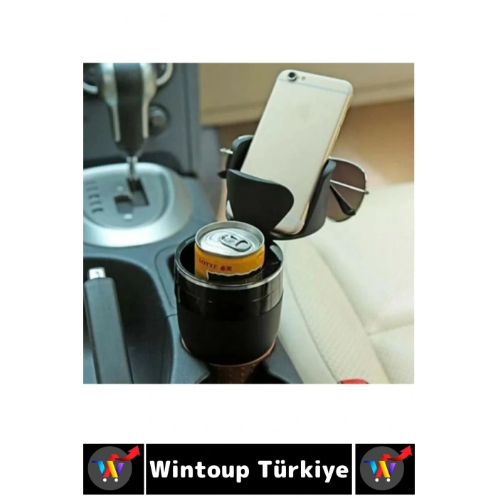 Oto Bardaklık Kullanım Kablo Geçişli Küçük Eşya Bardak Ayarlanabilir Araç İçi Çoklu Bardak Tutacağı