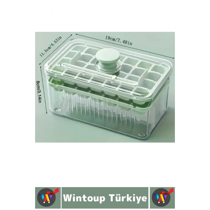 Dayanıklı Sert Plastik Zahmetsiz BPA İçermez Şeffaf Kapaklı Hazneli 56 Bölmeli Basmalı Pratik Buzluk