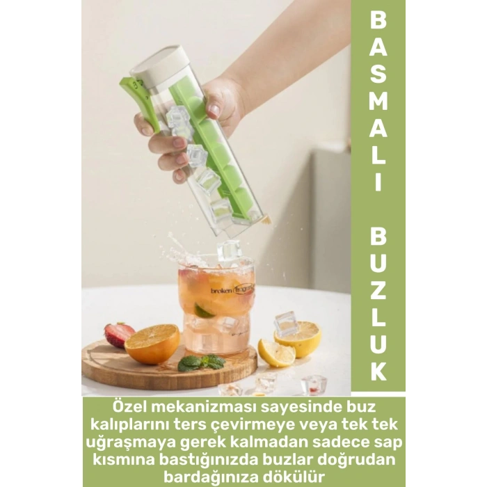 Yeni Nesil Kolay Kullanım Kokteyl Soğuk Kahve İçecek Şık Tasarım Pratik Basmalı Küp Buz Kalıbı