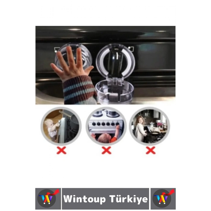 Gazlı Elektrikli Ocak Uyumlu Montajsızz Çocuk Bebek Güvenlik Ocak Düğmesi Koruyucu Kapak 4 Adet