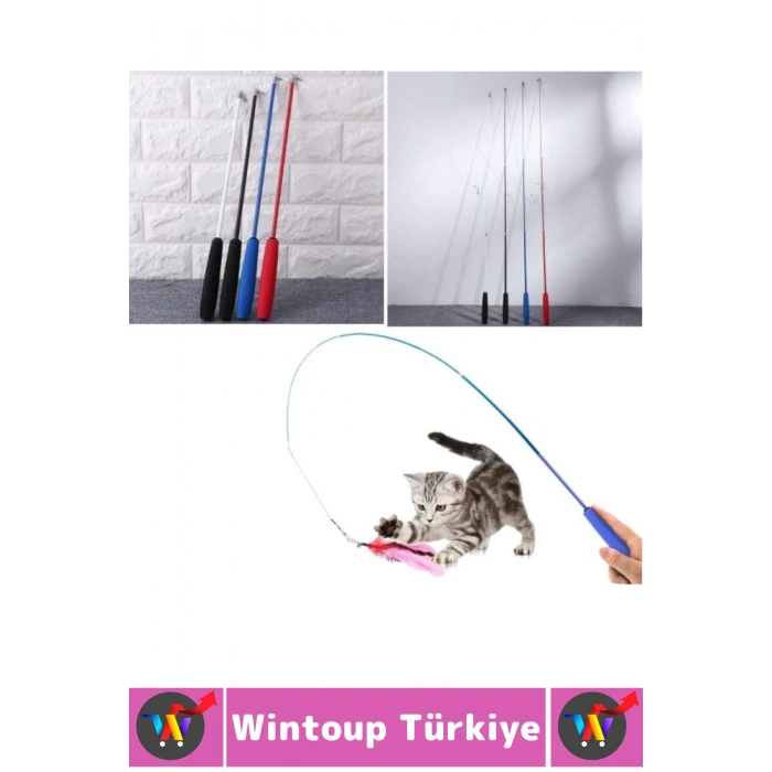 Evcil Hayvan Pet Zihinsel Fiziksel Gelişim İlgi Çeken Eğlenceli Teleskopik Zilli Tüylü Kedi Oyuncağı
