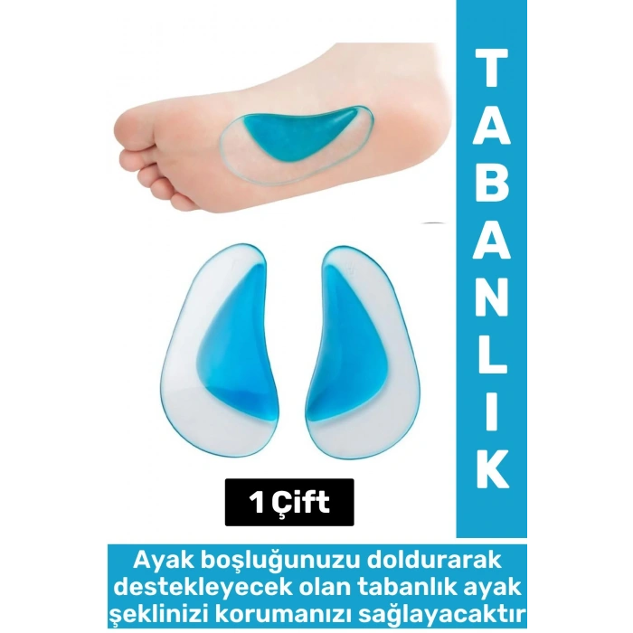 Konforlu Yürüyüş Spor Düz Taban Ayak Şekil Bozukluğu Gideren Boşluk Doldurucu Silikon Tabanlık 1Çift