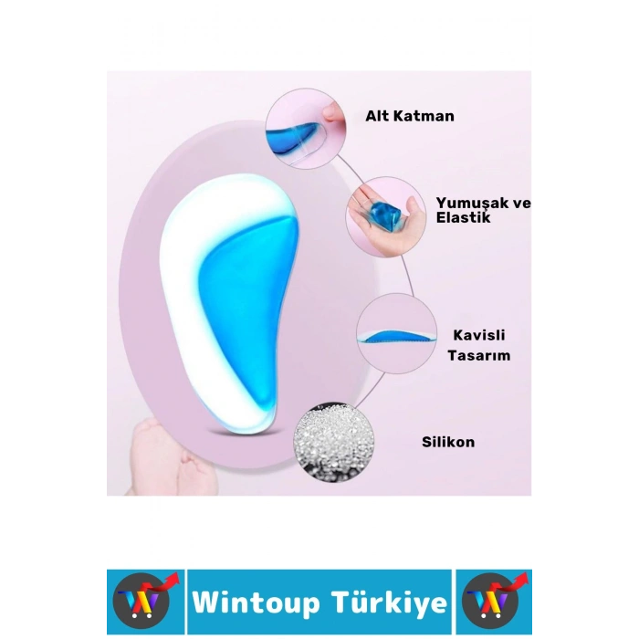Konforlu Yürüyüş Spor Düz Taban Ayak Şekil Bozukluğu Gideren Boşluk Doldurucu Silikon Tabanlık 1Çift