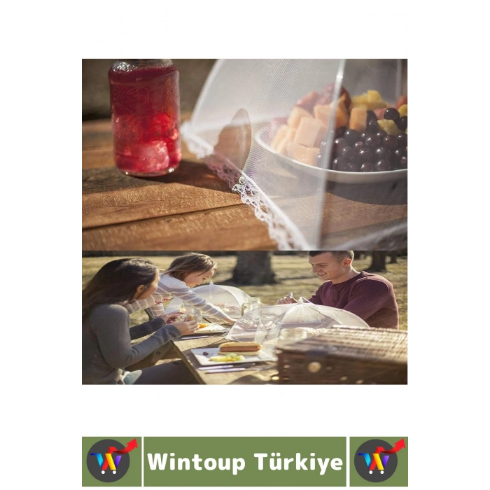 Kamp Piknik Outdoor Rüzgar Toz Sinek Böcek Koruyucu Katlanabilir Tül Yemek Koruma Şemsiyesi 2 Adet