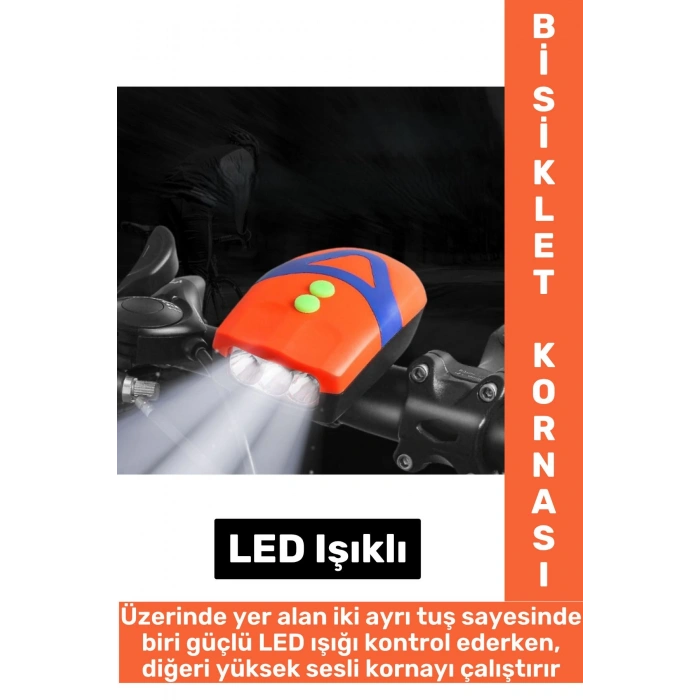 Dayanıklı Kolay Montaj Yaümur Suyuna Dayanıklı Outdoor Gece Sürüşü Güvenlik Ledli Bisiklet Kornası