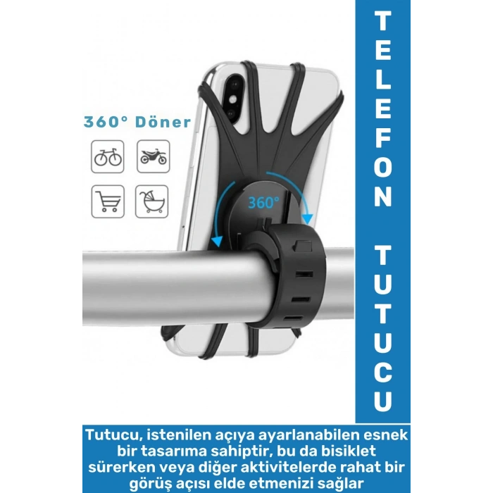 Kolay Kullanım 4-6 İnç Telefon Uyumlu Açısı Ayarlanabilir Esnek Silikon Bisiklet Telefon Tutucu
