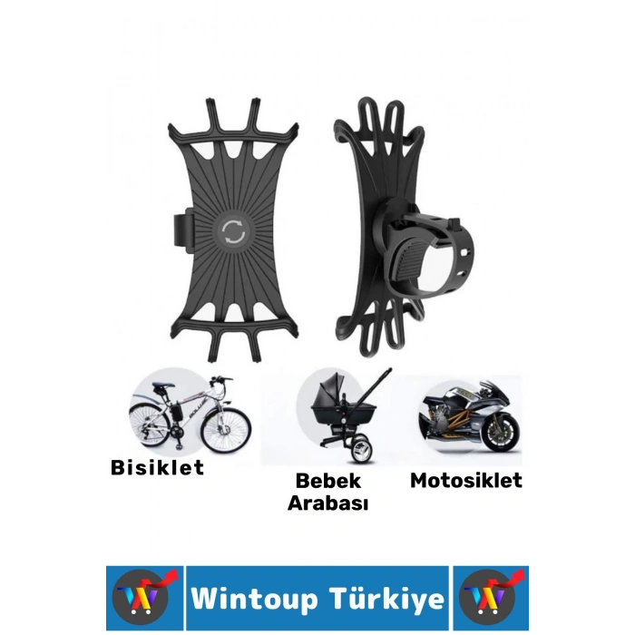 Kolay Kullanım 4-6 İnç Telefon Uyumlu Açısı Ayarlanabilir Esnek Silikon Bisiklet Telefon Tutucu