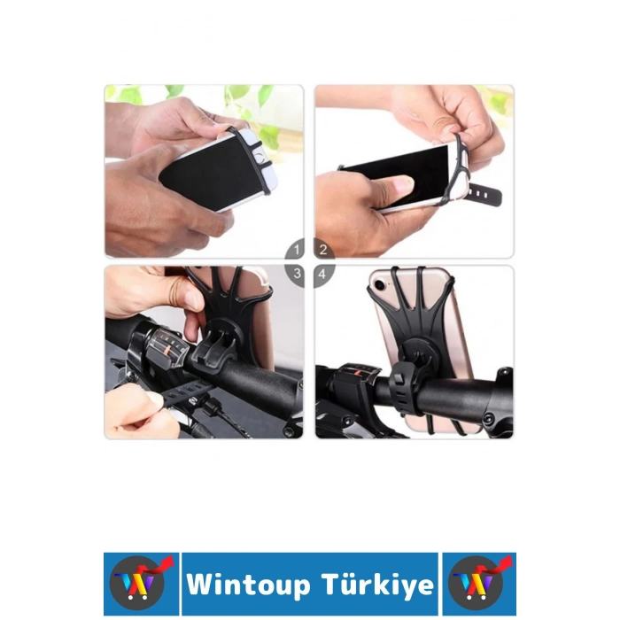 Kolay Kullanım 4-6 İnç Telefon Uyumlu Açısı Ayarlanabilir Esnek Silikon Bisiklet Telefon Tutucu