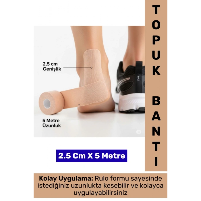 Gündelik Esnek Nefes Alabilir Konforlu Ayakkabı Topuk Vurma Önleyici Rulo Bant 2.5 Cm X 5 Metre