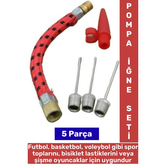 Manuel Elektrikli Pompa Uyumlu Futbol Basketbol Bisiklet Top Lastik Şişirme Pompa İğne Seti 5 Parça