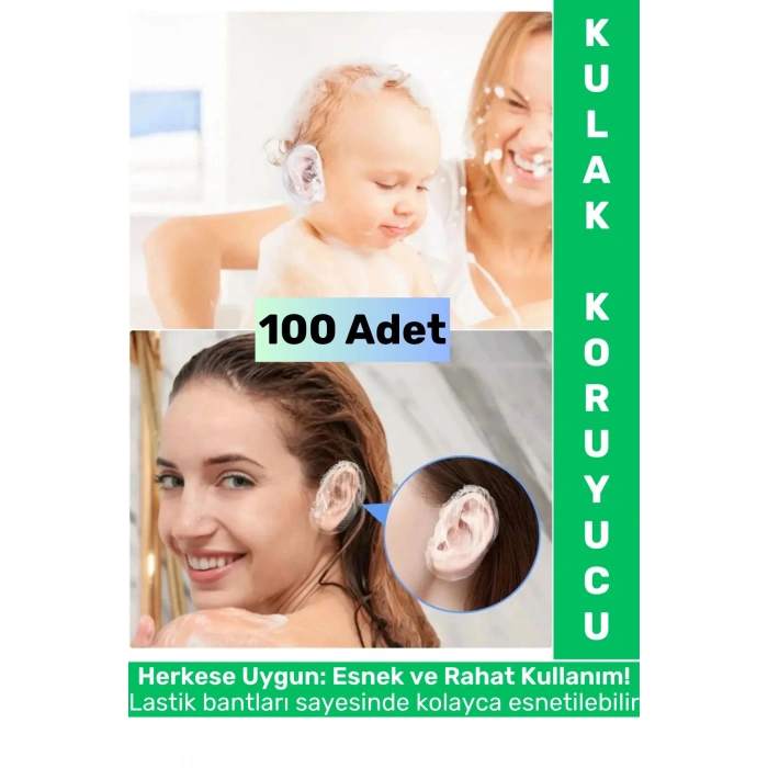 Yetişkin Çocuk Kullanım Banyo Deniz Havuz Yüzme Su Kaçma Önleyen Koruyucu Esnek Kulak Bonesi 100 Adt