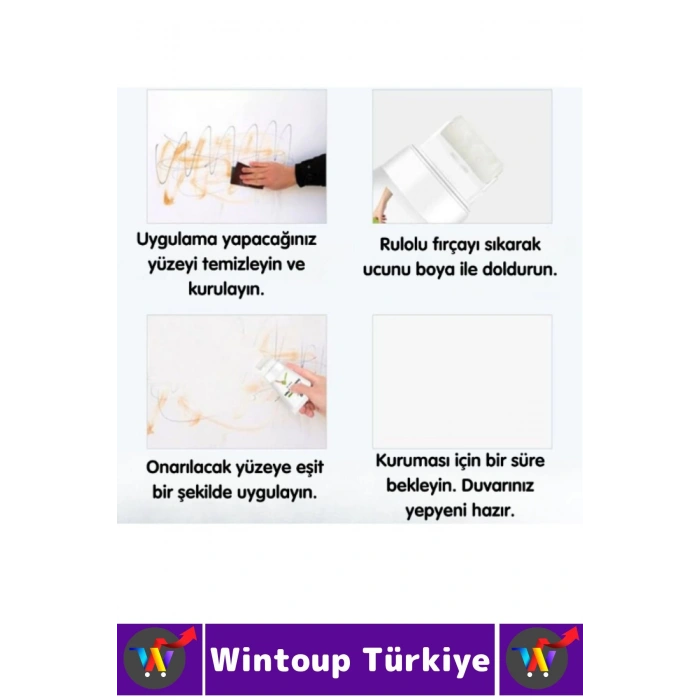 Küçük Duvar Yama Onarım Rötüş Su Küf Neme Dayanıklı Rulo Başlık Fırça Gerektirmez Duvar Tamir Boyası